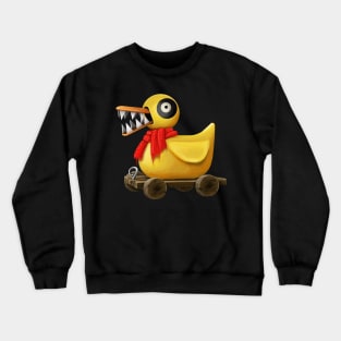 Evil Wooden Duck Toy with Scarf Crewneck Sweatshirt